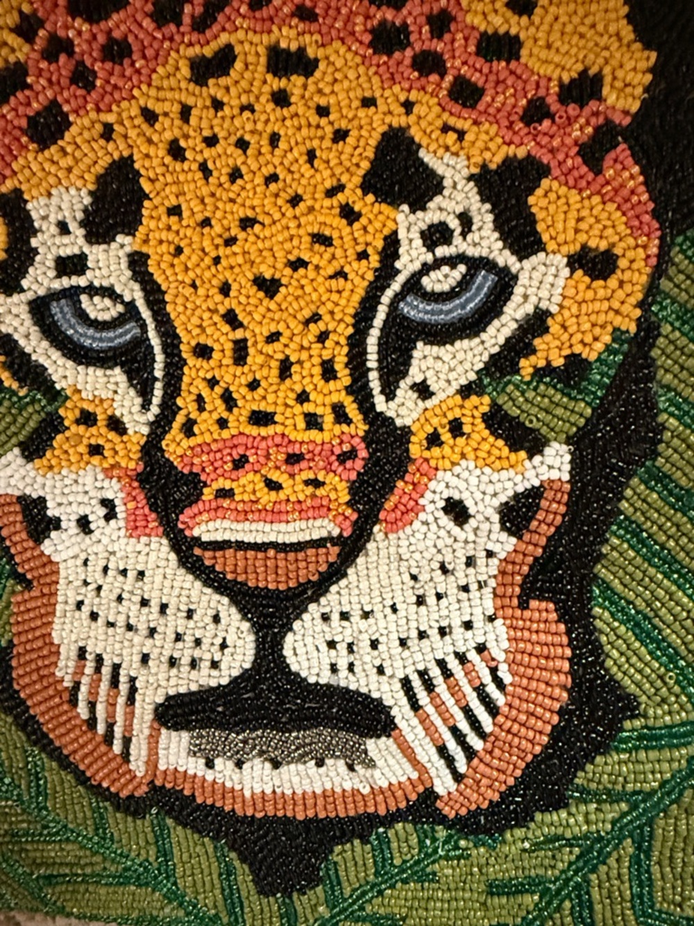America and Beyond Embroidered/beaded Leopard Tote Bag - Green & Black-fairtrade - Picture 6 of 6